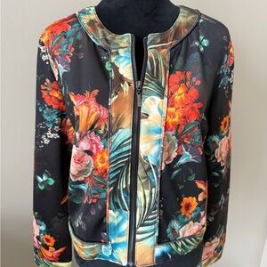 Carmin Bold Floral Large Zip Scuba Jacket